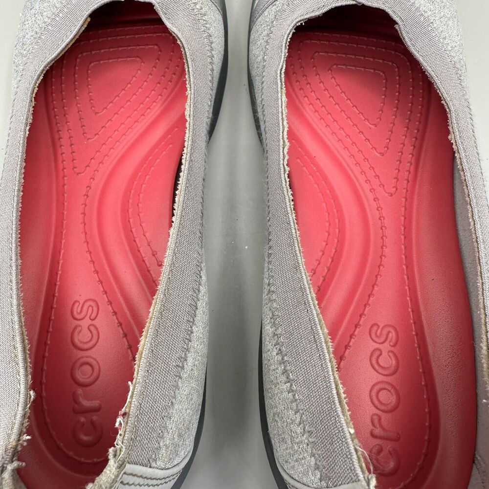 Crocs Womens Busy Day Ballet Wedge Heathered Light Grey Relaxed Fit Shoes Size 9 - Picture 7 of 9